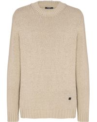 Balmain - Textured Crew Neck Knitted Sweater - Lyst