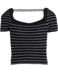 MAX&Co. - Striped Cropped Knit Top - Lyst