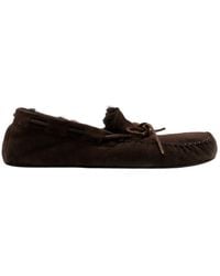 The Row - Lucca Shearling-Trimmed Suede Boat Shoes - Lyst