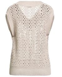 Brunello Cucinelli - Minimalist Vneck Shortsleeve Knit Top - Lyst