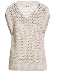 Brunello Cucinelli - Minimalist Vneck Shortsleeve Knit Top - Lyst