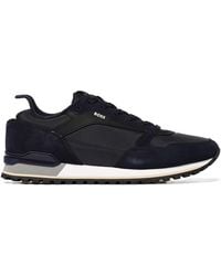 BOSS - Boss Panelled Lace-Up Sneakers - Lyst