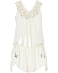 Isabel Marant - Nilany Lace-Trimmed Silk-Crepe Playsuit - Lyst