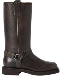 Brunello Cucinelli - Leather Biker Boots With Shiny Loops - Lyst