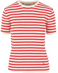 Valentino - Striped Crewneck Jumper - Lyst