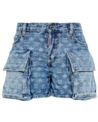 DSquared² - Light Wash Cargo Shorts - Lyst