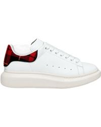 McQueen - Leather Tartan-Trim Oversized Sneakers - Lyst