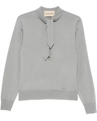 Valentino - Tie-Neck Button-Up Polo Shirt - Lyst