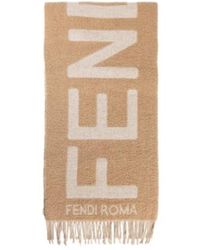 Fendi - Logo Detailed Fringed Scarf - Lyst
