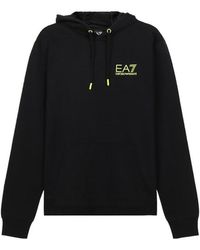EA7 - Logo-Print Cotton Hoodie - Lyst
