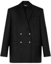 Versace - Double Breasted Pinstripe Blazer - Lyst