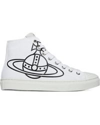 Vivienne Westwood - Thin Orb Motif Cotton High Top Trainers - Lyst