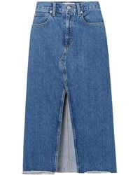 SLVRLAKE Denim - Frayed Hem Design Midi Skirt - Lyst