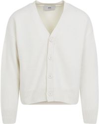 Ami Paris - Logo Detailed V-Neck Cardigan - Lyst