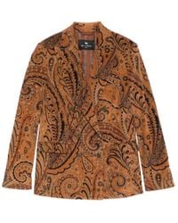 Etro - Paisley Jacquard Double-Breasted Corduroy Blazer - Lyst