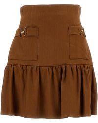 Elisabetta Franchi - High Waist Logo Plaque Skirt - Lyst