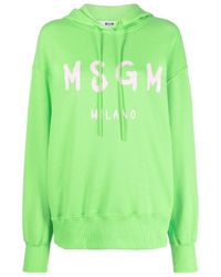 MSGM - Logo Printed Drawstring Hoodie - Lyst