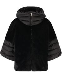 Herno - Satin Alternative Fur Cape - Lyst