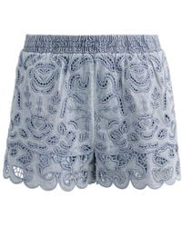Alice + Olivia - Alice Olivia Kenley Eyelet Denim Shorts - Lyst