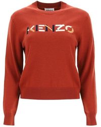 KENZO - Embroidered Logo Crew Neck Jumper - Lyst