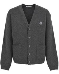 Maison Kitsuné - Maison Kitsuné Logo Patch V-Neck Cardigan - Lyst