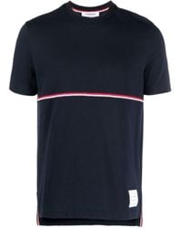 Thom Browne - Rwb Striped Crewneck T-Shirt - Lyst