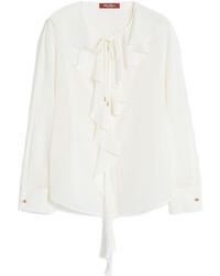 Max Mara - Studio Epica Ruffle Detailed Crewneck Top - Lyst
