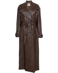 Aniye By - Belted Double-Breasted Leather Coat - Lyst