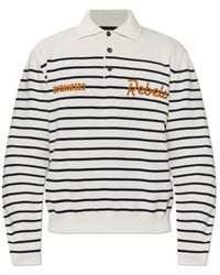 DSquared² - Long-Sleeved Striped Knitted Polo Shirt - Lyst