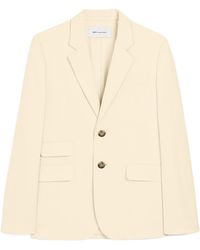 Ami Paris - Single Breasted Boxy Cotton And Linen Blazer - Lyst