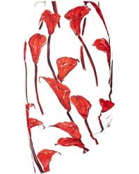 Carolina Herrera - Floral-Print Cady Midi Skirt - Lyst