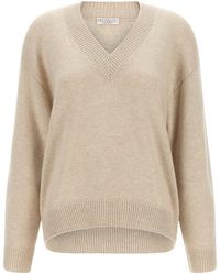 Brunello Cucinelli - Sequin-Appliqué V-Neck Sweater - Lyst
