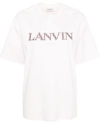 Lanvin - Logo Embroidered Crewneck T-Shirt - Lyst