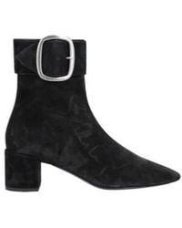 Saint Laurent - Round-Toe Chunky-Heel Ankle Boots - Lyst
