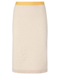 Fendi - Ff Jacquard Contrast-Waist Midi Skirt - Lyst