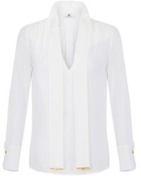 Elisabetta Franchi - V-Neck Regular Fit Blouse - Lyst