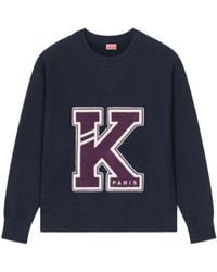 KENZO - Logo-Patch Detailed Crewneck Sweatshirt - Lyst