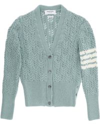 Thom Browne - 4-Bar Pointelle-Knit V-Neck Cardigan - Lyst