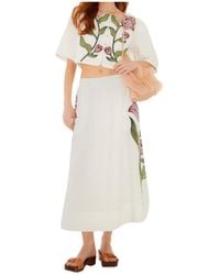 FARM Rio - Floral Embroidered Midi Skirt - Lyst