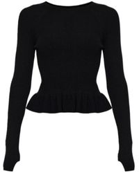 AllSaints - Jas Peplum Knitted Sweater - Lyst