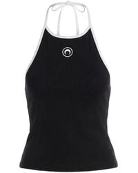 Marine Serre - Moon Logo Bicolor Jersey Halter Tank Top - Lyst