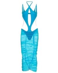 Mugler - Cutout Paneled Tulle Midi Dress - Lyst