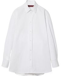 Gucci - Cotton Poplin Shirt With Ribbon Tie - Lyst