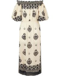 Johanna Ortiz - Harbor Hues Off-The-Shoulder Ruched Printed Cotton-Poplin Midi Dress - Lyst