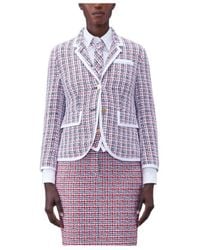 Thom Browne - Check-Pattern Buttoned Tweed Jacket - Lyst