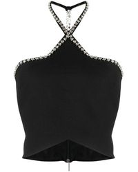 MSGM - Crystal-Embellished Halterneck Top - Lyst