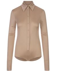 Sportmax - Satin-Finish Point-Collar Bodysuit - Lyst