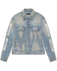 Amiri - Studded Distressed Denim Jacket - Lyst