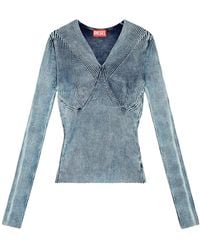 DIESEL - Ribbed V-Neck Top - Lyst