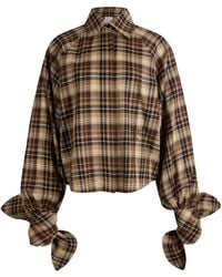 Patou - Checked Tie-Cuff Shirt - Lyst